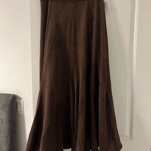Fame on Central Brown A-Line Women's Suede Skirt